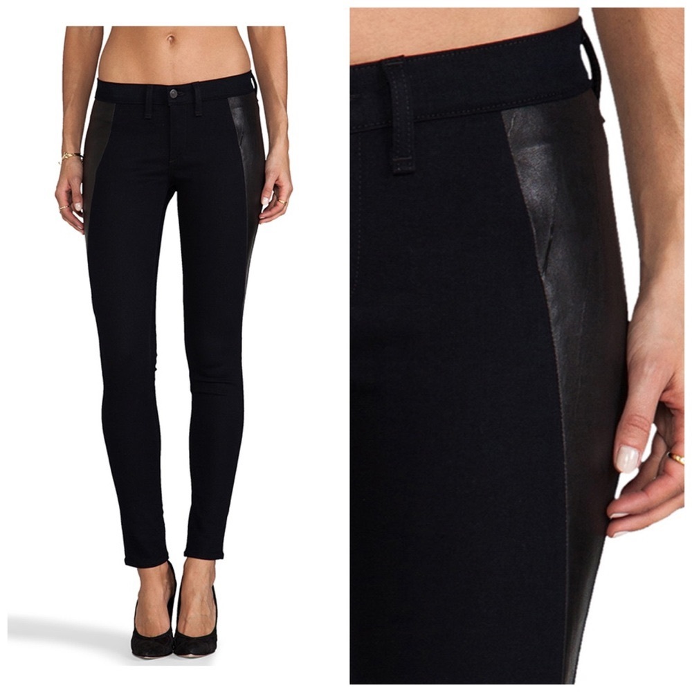 Rag & Bone Genuine Lamb Leather Detail Leggings Midnight 26